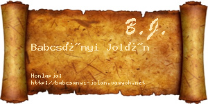 Babcsányi Jolán névjegykártya