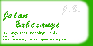 jolan babcsanyi business card