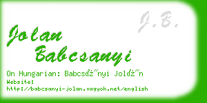 jolan babcsanyi business card